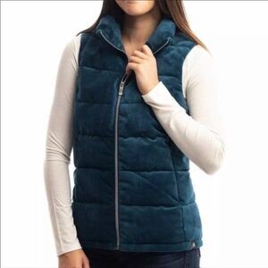 Zeroxposur Puffer Velour Vest Emerald Turquoise Full Zip